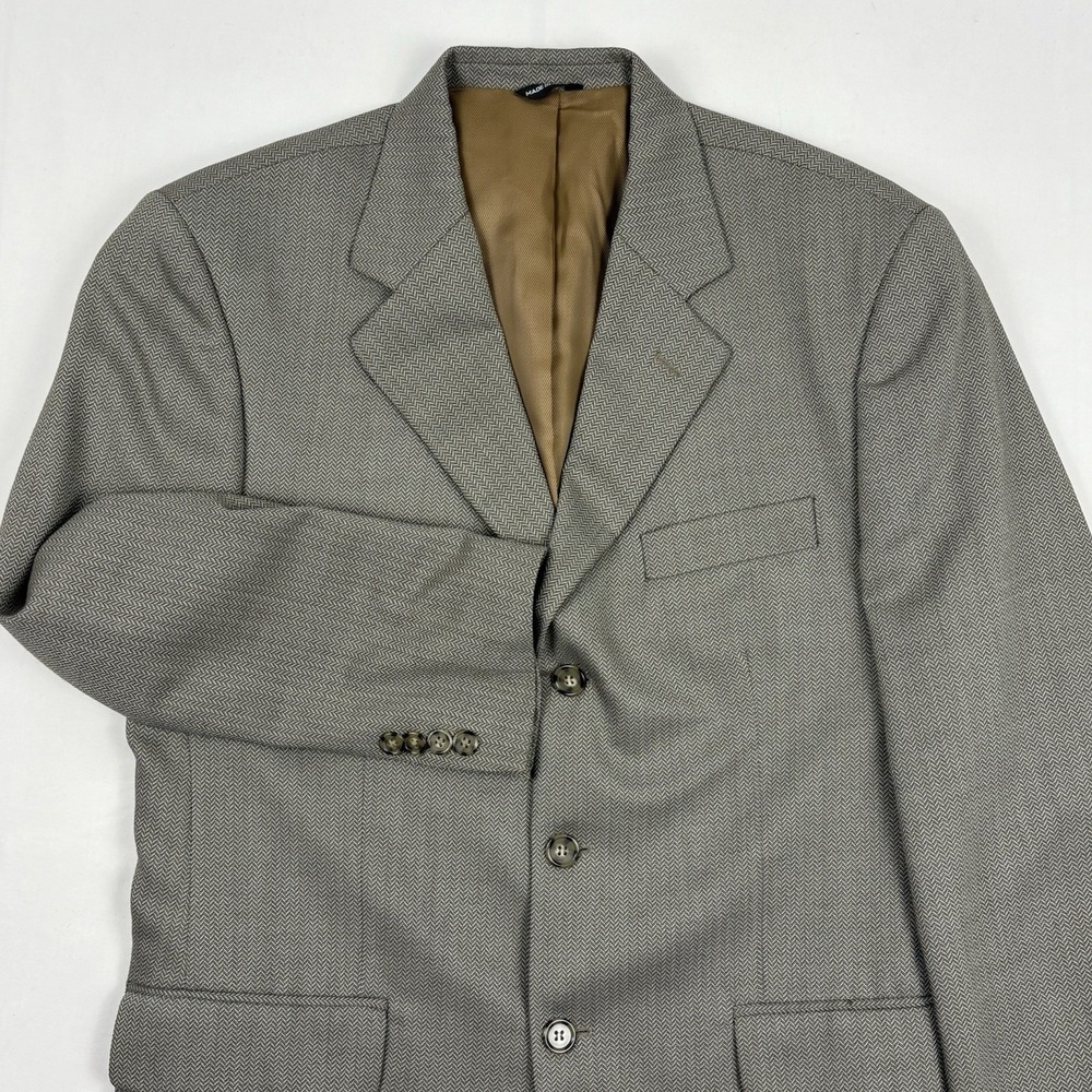 Casavola Roma Titanus Herringbone Wool Sport Coat 3-Button Surgeon Cuffs 48 Gray